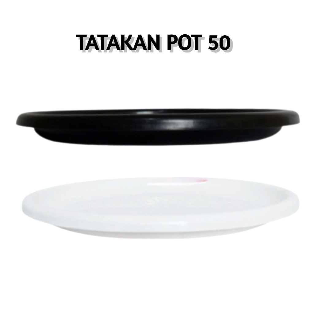 Alas Pot Bunga 50 cm Tatakan Piring Ukuran Besar Plastik Hitam Putih