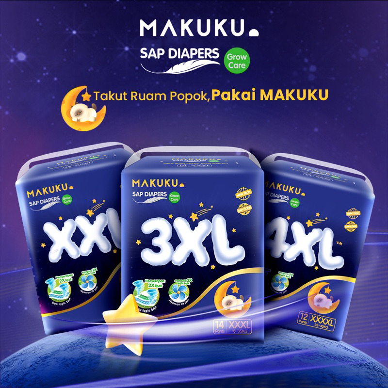 MAKUKU SAP Diapers Grow Care Pants XXL16 / XXXL14 / XXXXL12