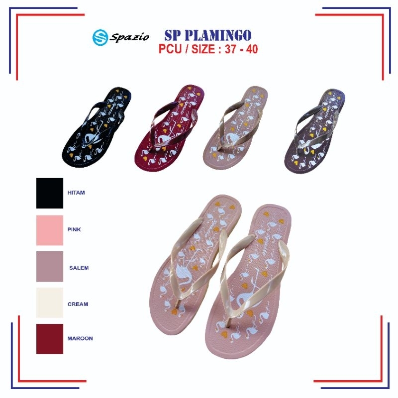Sandal japit cewek spazio flamingo tanpa lem awet simpel