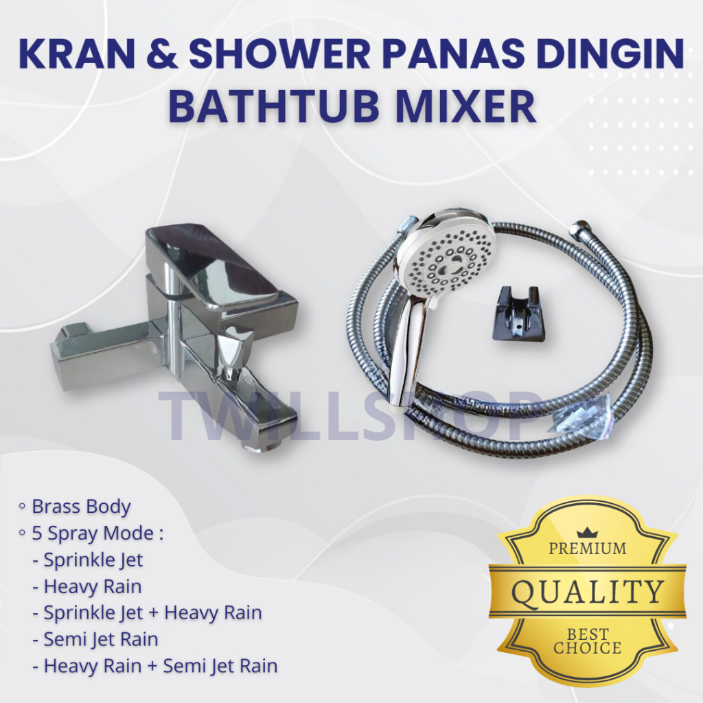Kran Mixer dan Keran Shower Kamar Mandi / Bathtub Panas Dingin