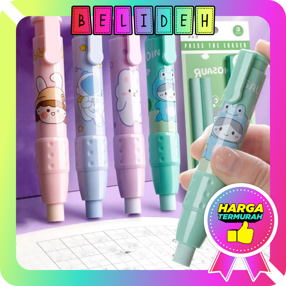 

☛BELIDEH☚ Penghapus Pensil Mekanik Motif Karakter Lucu / Mechanical Eraser / Penghapus Bentuk Lipstick / Hapusan Eraser Lipstik S100