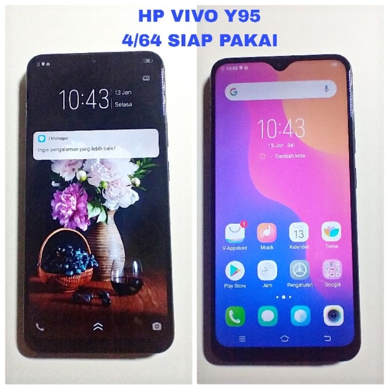 hp android 4/64 murah second seken vivo y95 original batangan normal no minus