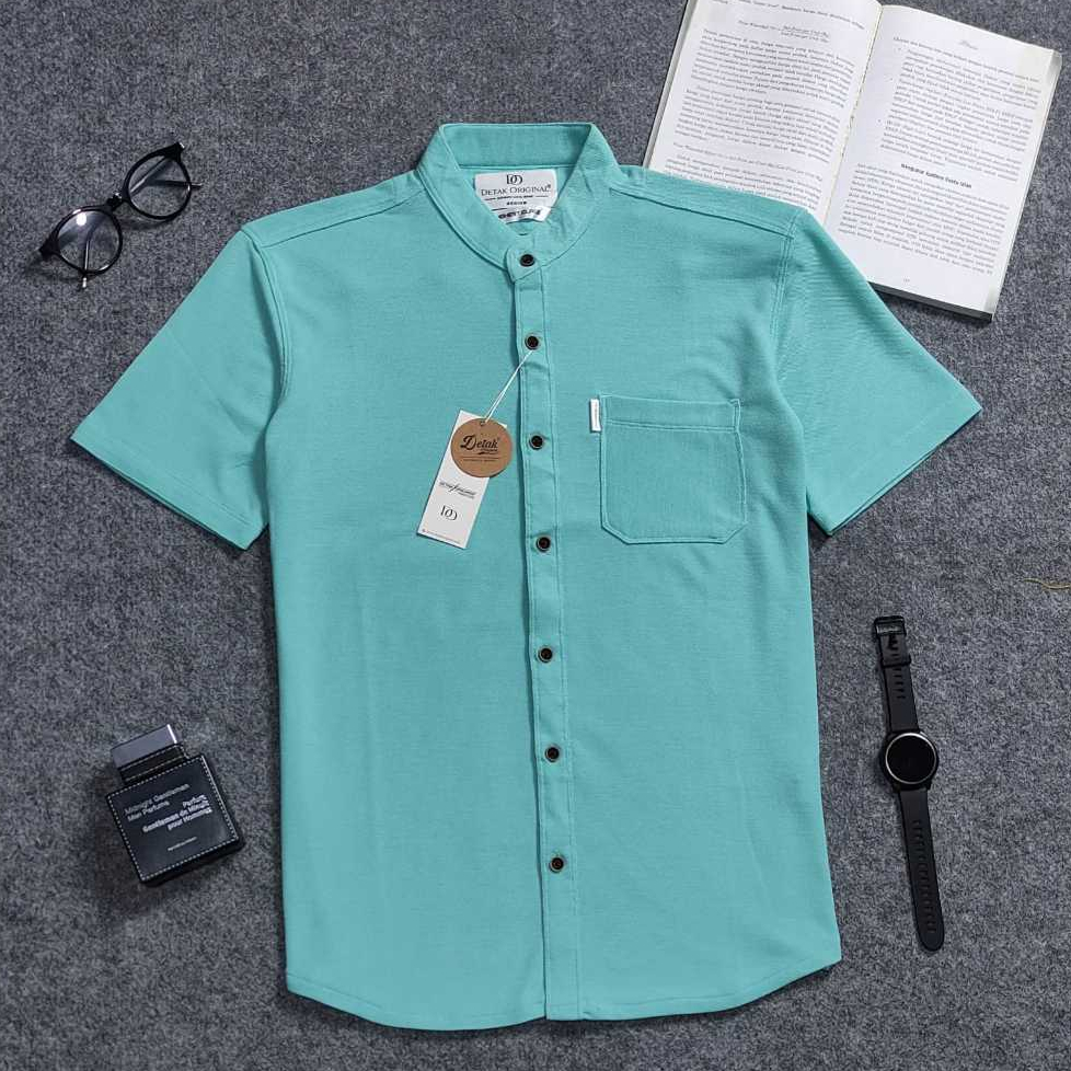 Detak Original Shanghai Kemeja Polos Pria Lengan Pendek Kerah Sanghai Tosca Muda