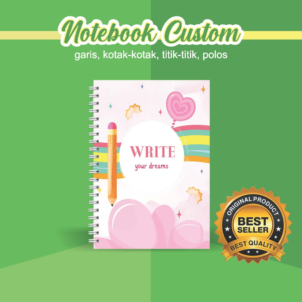 

NOTEBOOK A5 CUSTOM CATATAN/JURNAL BOOKPAPER GRID/KOTAK2#DOTTED/TITIK2#BLANK/POLOS