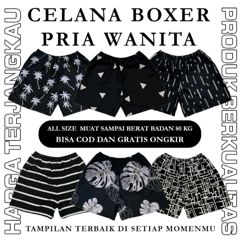 BOXER JUMBO MOTIF KOTAK/ CELANA BOXER PRIA WANITA JUMBO / CELANA KOLOR JUMBO / CELANA BOXER UNISEX J