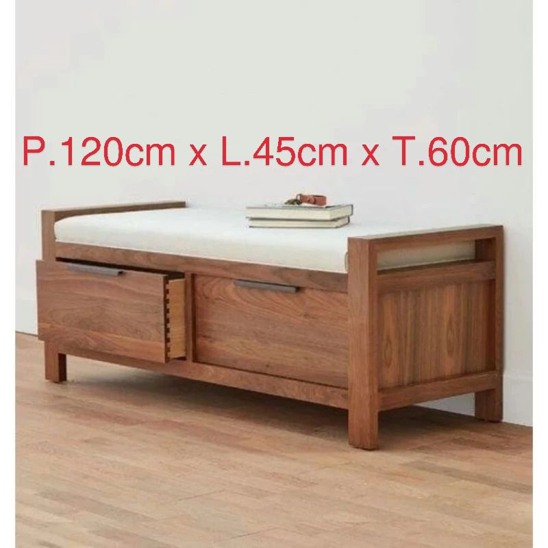 Bangku/bench Laci Rak sepatu kayu jati/bangku storege serbaguna/Rak sepatu multifungsi