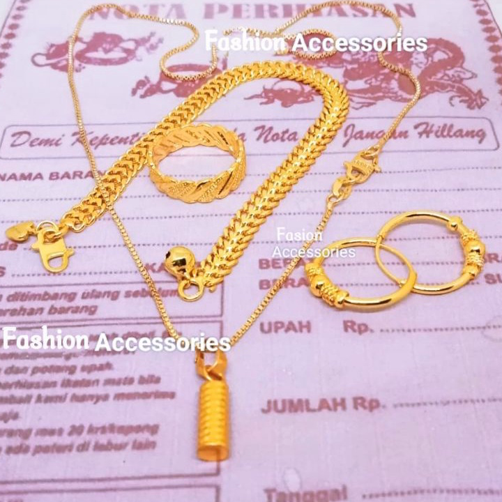 Dijual  Komplit 1 Set Perhiasan Titanium Satu Set Perhiasan Fashion Berlapis Emas24k