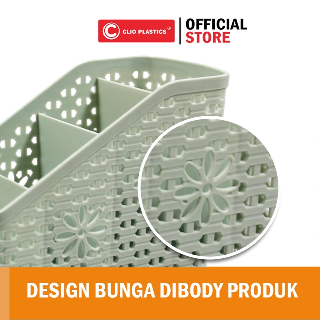 Keranjang Clio Lavender 4 Sekat / Storage Lavender Clio Multifungsi Serbaguna Plastik ATK Kantor