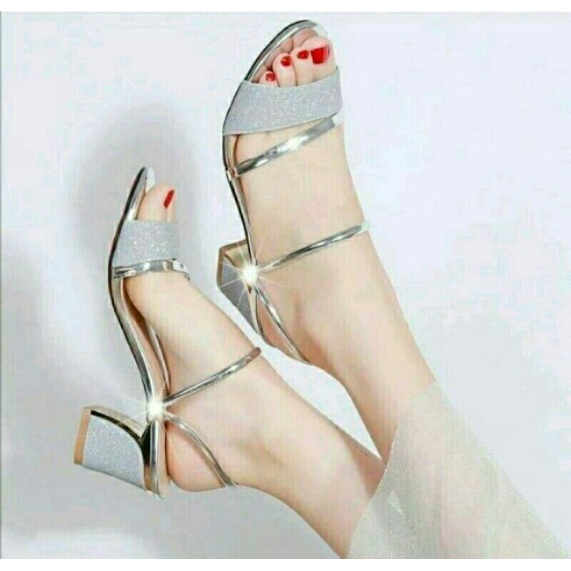 SERENA - SANDAL WANITA VICTORIA BIG HEELS SILVER