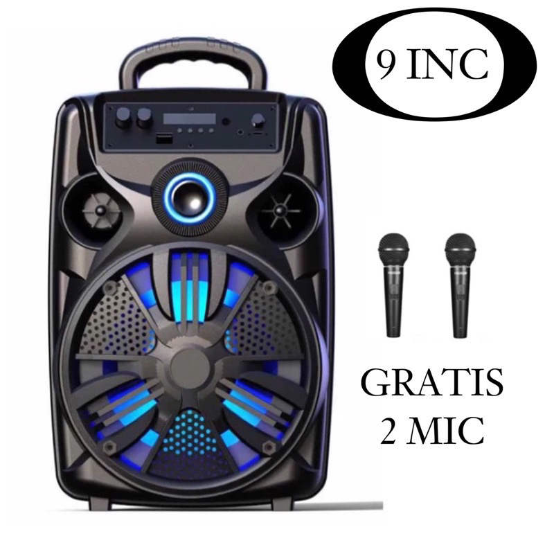 SQRS-885 Max Speaker Besar 9inc Gratis Mic/Speaker Full Bass Music Mp3 Live Cod -Sounday