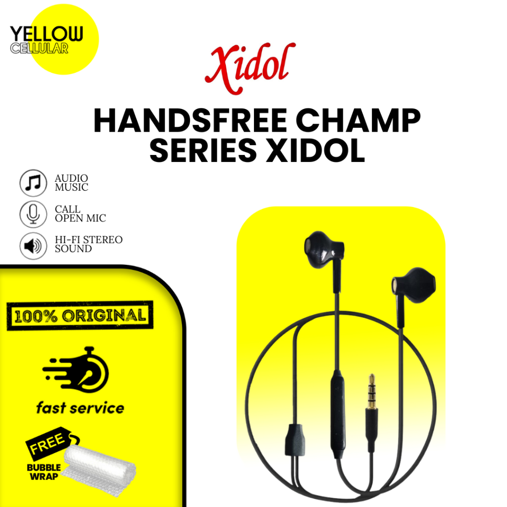 HANDSFREE CHAMP SUPER BASS HANDSFREE XIDOL HEADSET WIRED SEMI IN - EAR CLEAR AND COMFORTABLE HEADSET