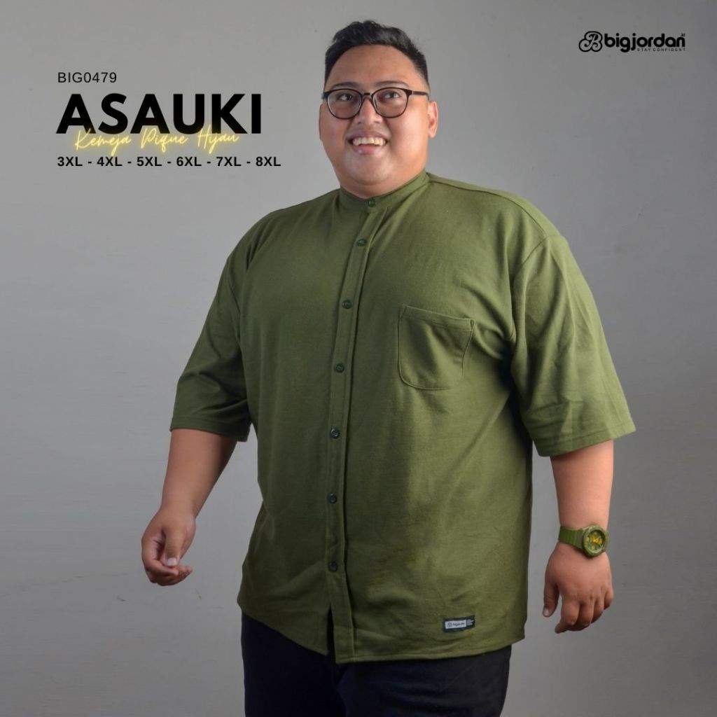 ASAUKI OLIVE - kemeja pique big size XXXXXL XXXXL XXXL XXL kemeja pique jumbo pria ukuran 8XL 7XL 6X