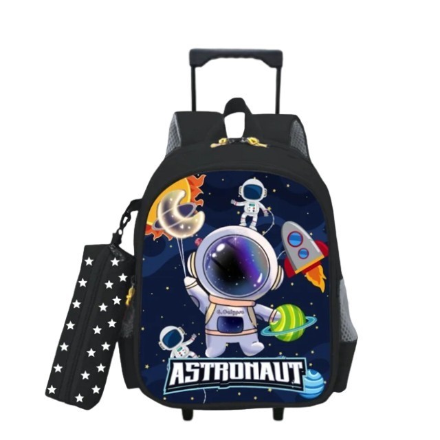 jtb = gratis ongkir - bisa cod - tas troli anak laki laki tas roda anak sekolah motif astronot troli anak terbaru