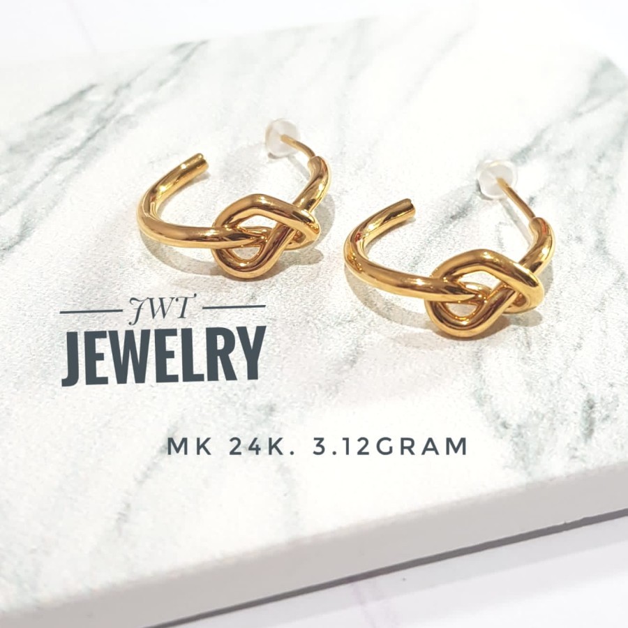 ANTING GIWANG TUSUK INFINITY stud EMAS 24K 24 karat HK Hongkong 99.9