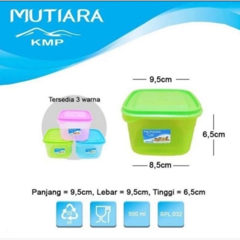 Toples Plastik 500 / Toples Kotak KMP Mutiara 500 ml BPL 032