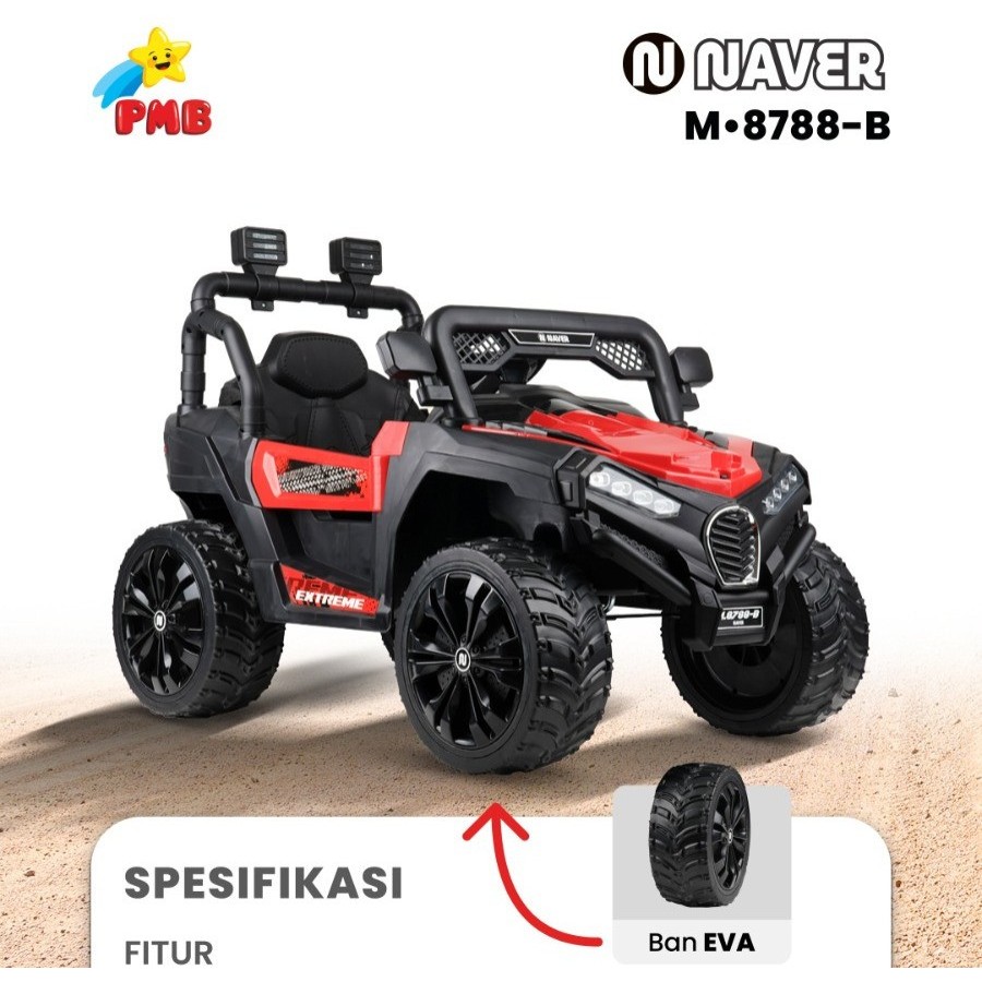 Mobil Aki Anak Jeep M8788 UTX Double Gearbox Mobil Aki UTX 8788 2 Mesin Naver NUV 8788-B Ban Eva/Kar