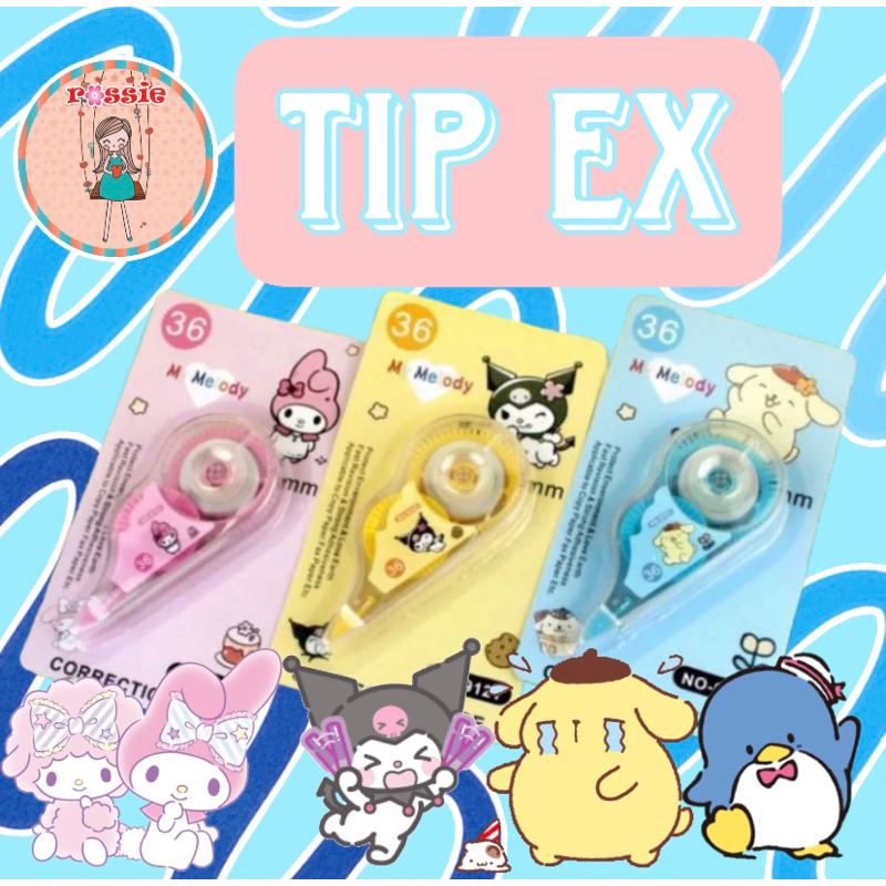 

Tipe-x Karakter Lucu / Tipe X Pita Set 4pcs Penghapus Pulpen Roll Correction Tape Tipex/Tip Ex Pokémon/Tip Ex Sumikko Gurashi/Correction Tape Sanrio Melody Kuromi Pompom purin