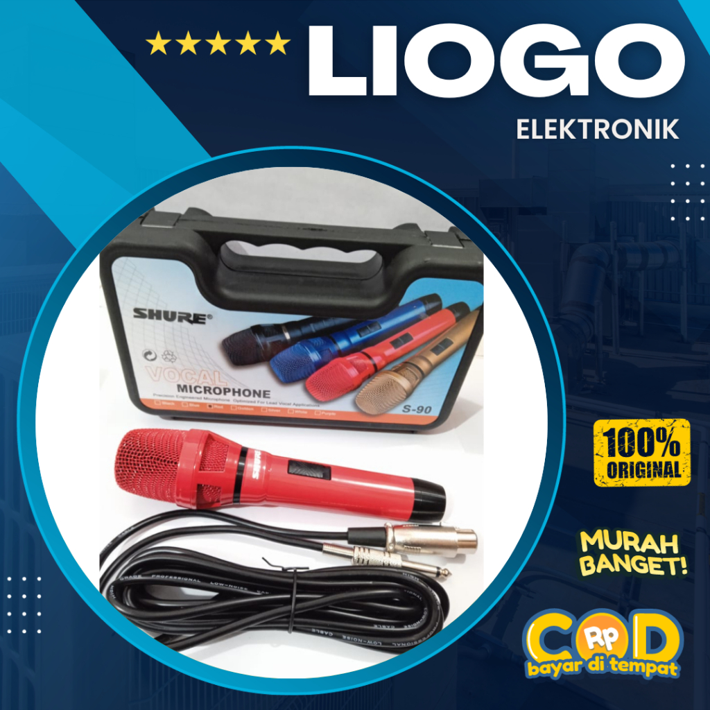 Mic Kabel Shure S90 S 90 Plus Koper Hitam Gold Silver