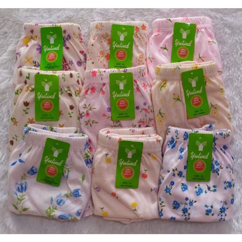 PAKET ISI 6 CD YUTIND MOTIF BAHAN KATUN CELANA DALAM WANITA BAHAN ADEM