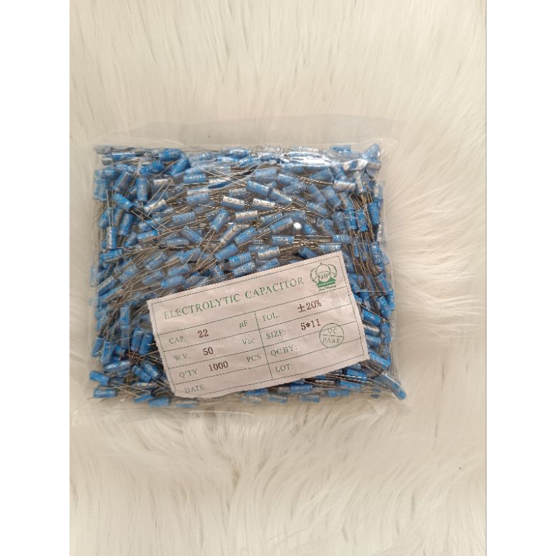 1.000 pcs elco kapasitor 22uf 50v Elko 22 uf 50 volt