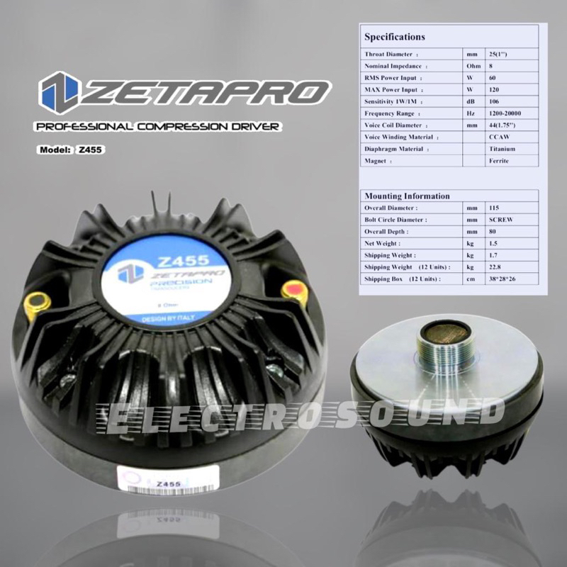 DRIVER TWEETER ZETAPRO Z455 MODEL DRAT / ZETAPRO ORIGINAL