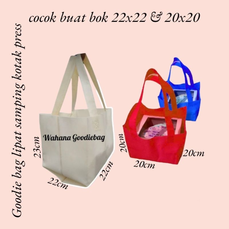 

Goodie Bag ( 1 Pak : 60pcs ) Tas Spundbond Lipat Samping Bok 22x22x23/Tas kotak Nasi/Tas Hajatan