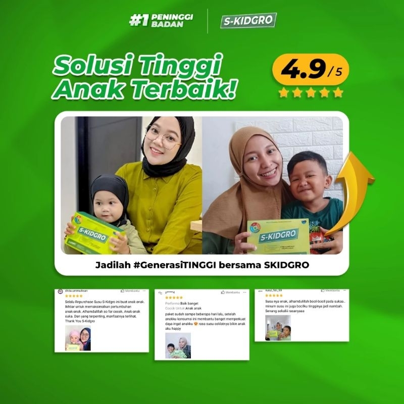 

S-KIDGROW Asli Susu Peninggi Badan Terbaik Untuk Anak - 5 Sachet