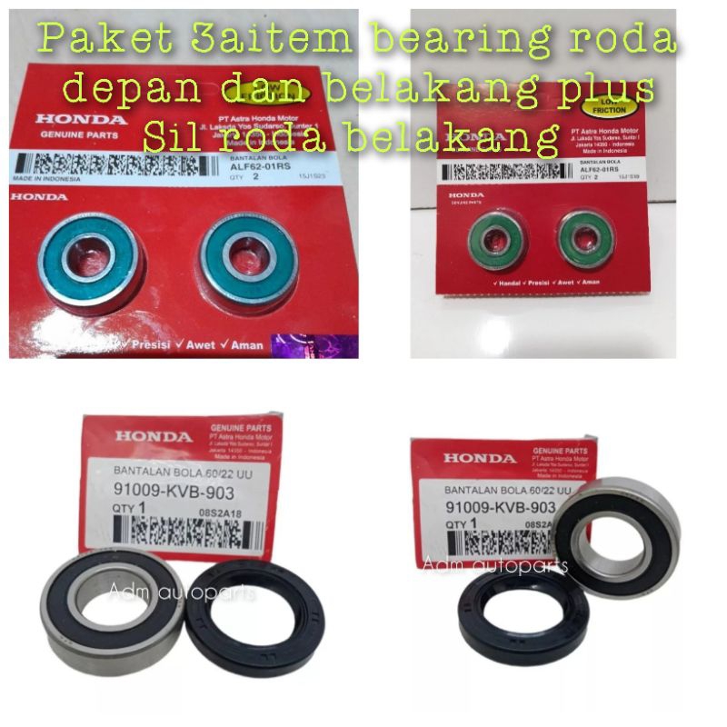 Bearing 60/22+Sil roda+6201 dua pch - Bearing roda belakang+Sil roda depan+2pch Bearing Roda depan B
