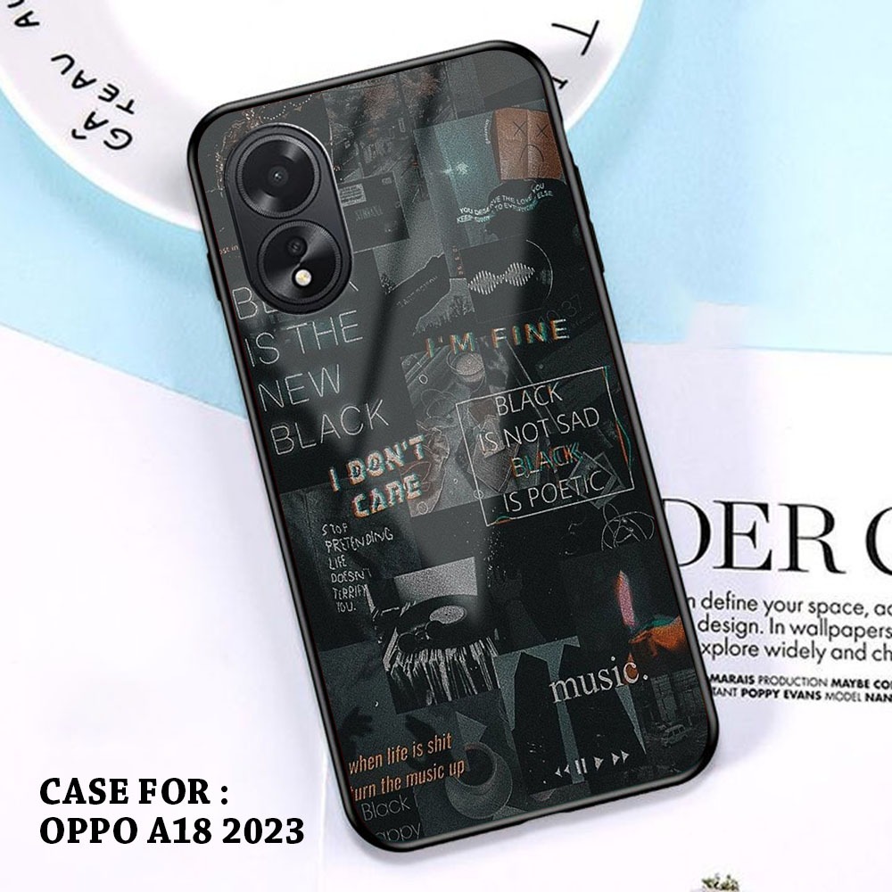 Case OPPO A18 2023 Terbaru Casing OPPO A18 2023 Case Motif ( Aesthetic Black ) Softcase Hp Case Aest