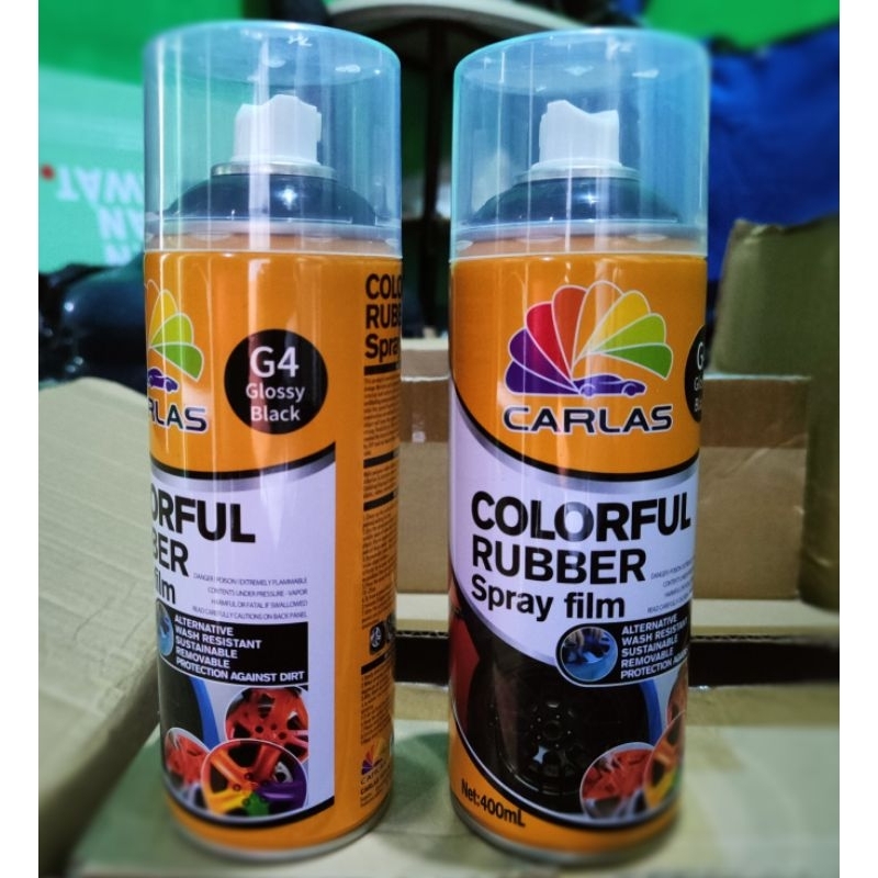 Carlas Rubber Paint Spray-Cat Pilox Karet- Black Glossy - Hitam Mengkilat