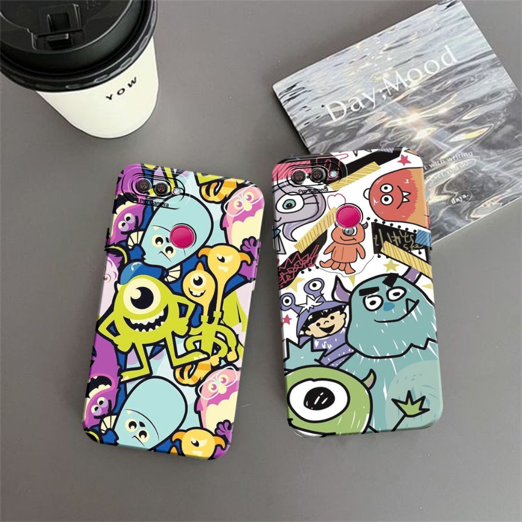 Casing Hp Softcase Macaron Prokamera Untuk Oppo A5S / A7 2018 / A12 / A11K Motif Kartun Monster Lucu