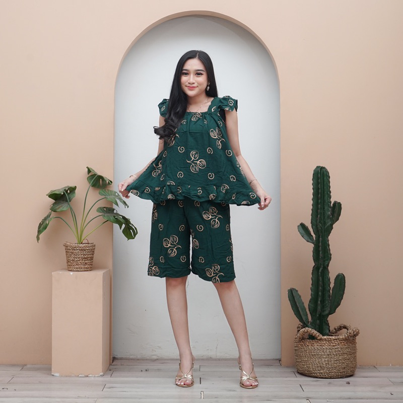 Setelan Daster Yukensi Tanpa Lengan Singlet Tali Satu Baju Tidur Wanita Kencana Ungu Bahan Adem Vira