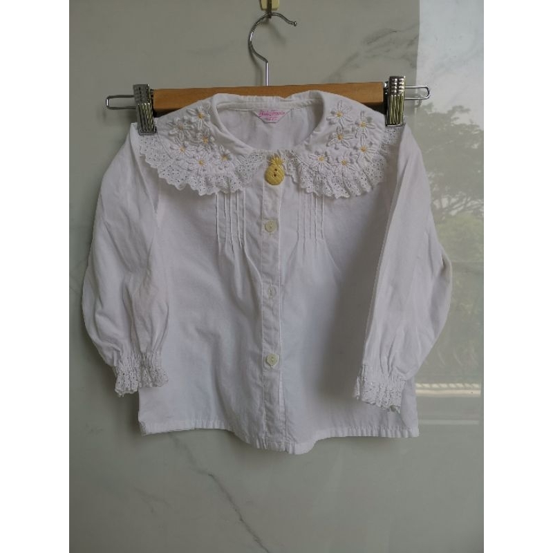 Shirley Temple pineapple button white ahirt