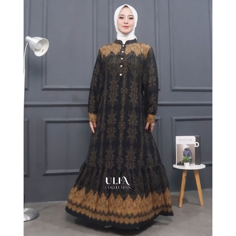 Ulfa Collection - Dress Crinkle Aleva Motif Etnic
