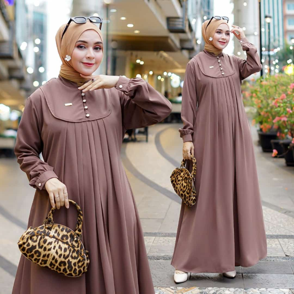 Gamis Terbaru Lebaran Wanita Remaja Import Korean Style Mewah Baju Atasan Dress Kondangan Lebaran