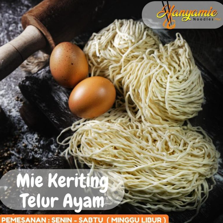 

SKGV0445 Mie ayam bakmi mentah hanyamie dengan telur ayam isi 10 pcs