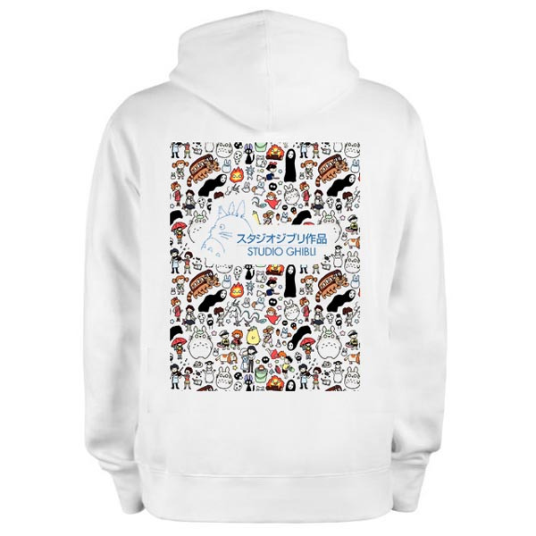 Jaket White Hoodie Studio Ghibli Anime Hoodie Sweater Bahan Cotton Fleece