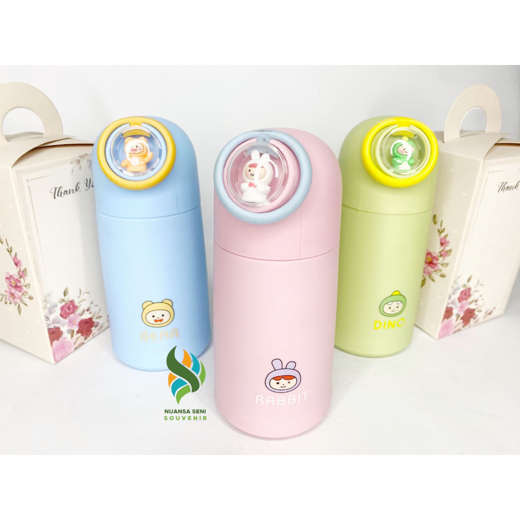 Souvenir Botol Tumbler Kaca 330ml Termos Kaca Mini Botol Motif Dino