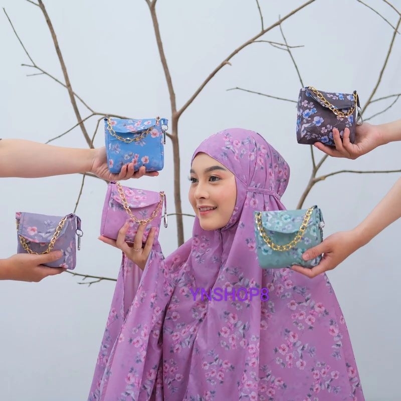 {BEST SELLER}Mukenah Travel Mini Tas/Mukenah Dewasa Motif 2IN 1Resleting Parasut Korea Waterproof Ad