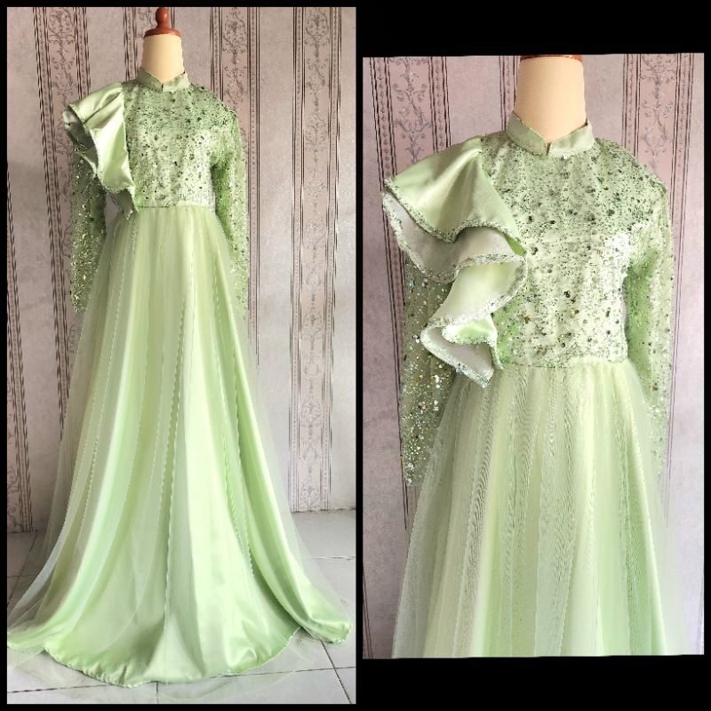 Ready stock gamis turki / dress spingle payet sequin singer penyanyi / baju pesta murah