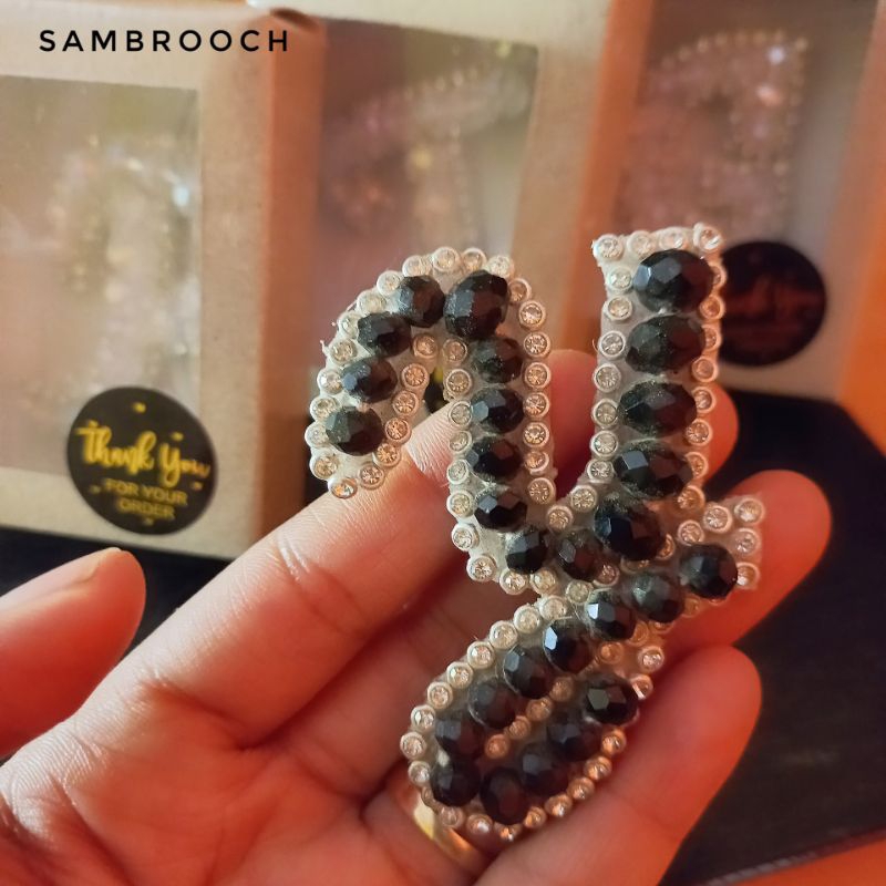 BROS HURUF KRISTAL HITAM FREE BOX BROS HIJAB CANTIK