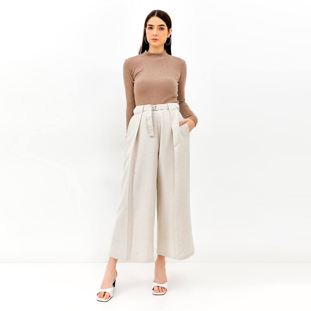 SIMPLICITY Folded Culotte Pants With Belt / Celana Kulot Wanita Kasual Kekinian Officewear Korean St