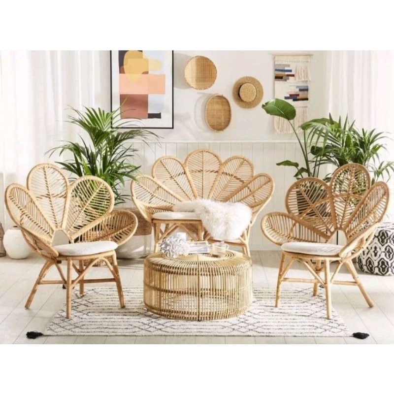 Sofa kursi daun rotan / sofa rotan / Sofa rotan alami minimalis