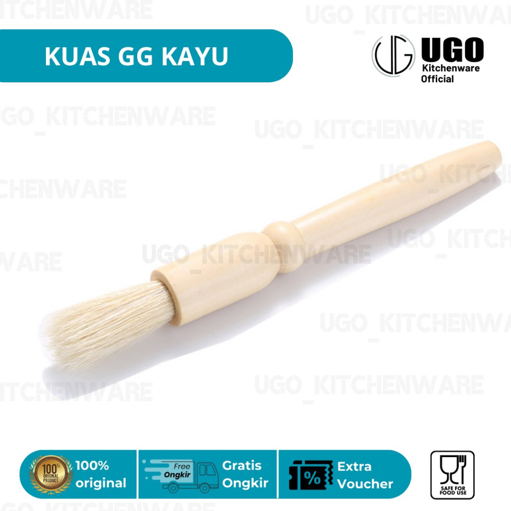 

BERINDO Kuas Oles Kue Gagang Kayu Tebal | Polesan Serbaguna | kuas Baking kue kering nastar | olesan kuning telur | Kuas Olesan Mentega | Kuas BBQ