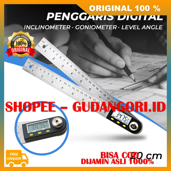 

Penggaris Digital Inclinometer Goniometer 20 cm Alat Ukur Kemiringan Sudut Penggaris Siku Stainless Steel ORIGINAL