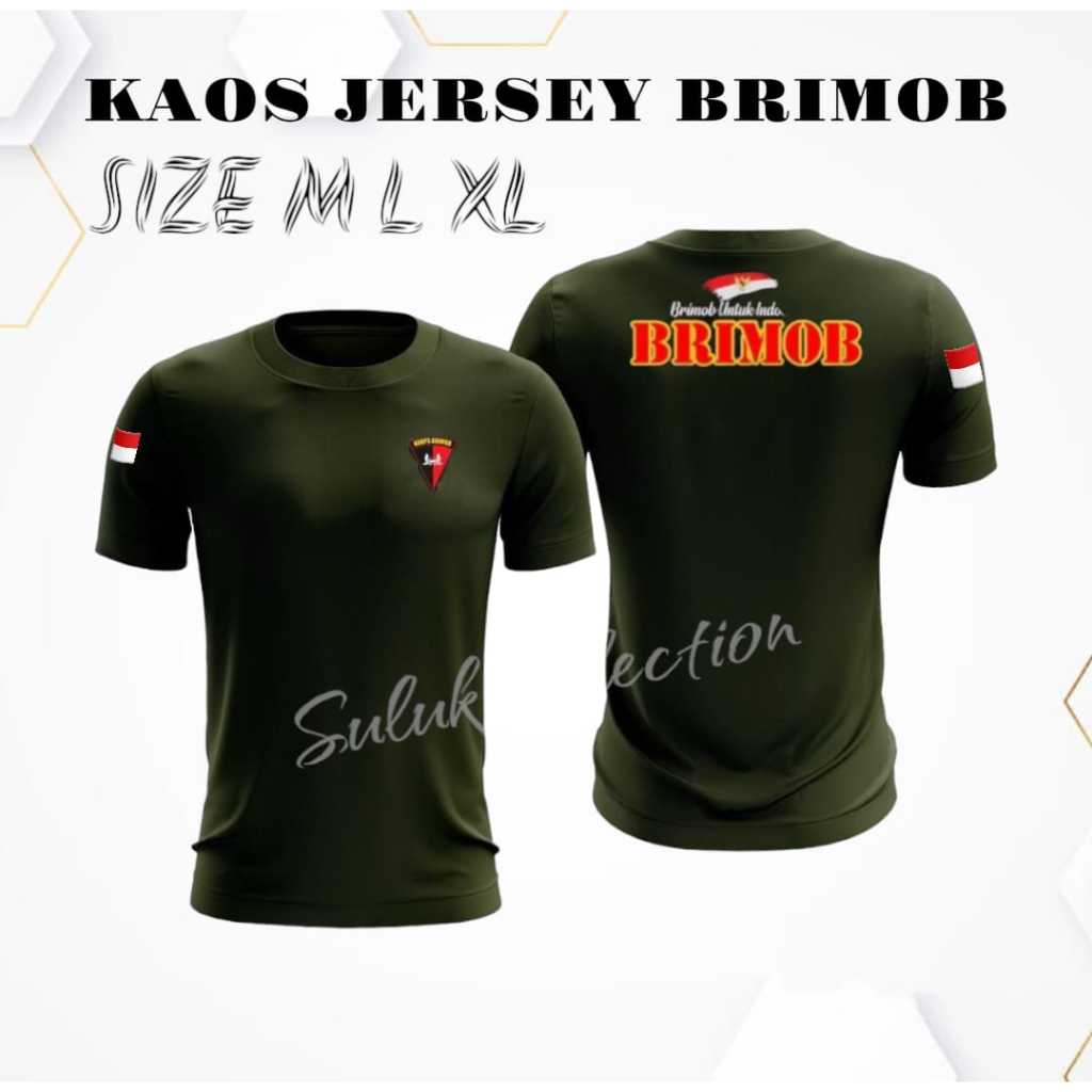 sulukcollection BAJU Kaos Jersey BRIMOB Hitam Kaos Olahraga Jersey BRIMOB BAHAN DRIFIT