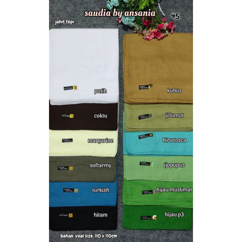 Segiempat polos Saudia ansania / segiempat voal Saudia jahit tepi /segiempat Saudia polos