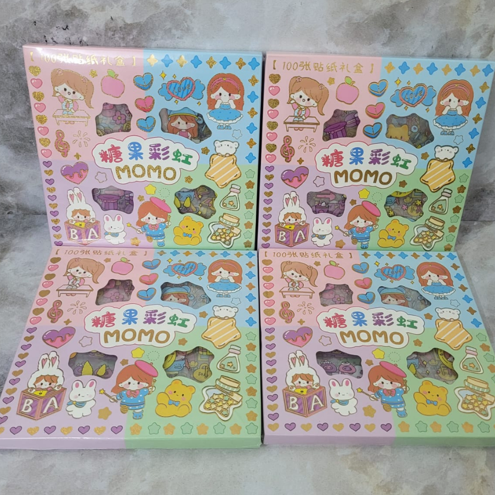 

1.1 HARGA GROSIR Sticker MOMO Rainbow Mix Warna Original / Stiker MOMO Kartun Waterproof Original Isi 100pcs