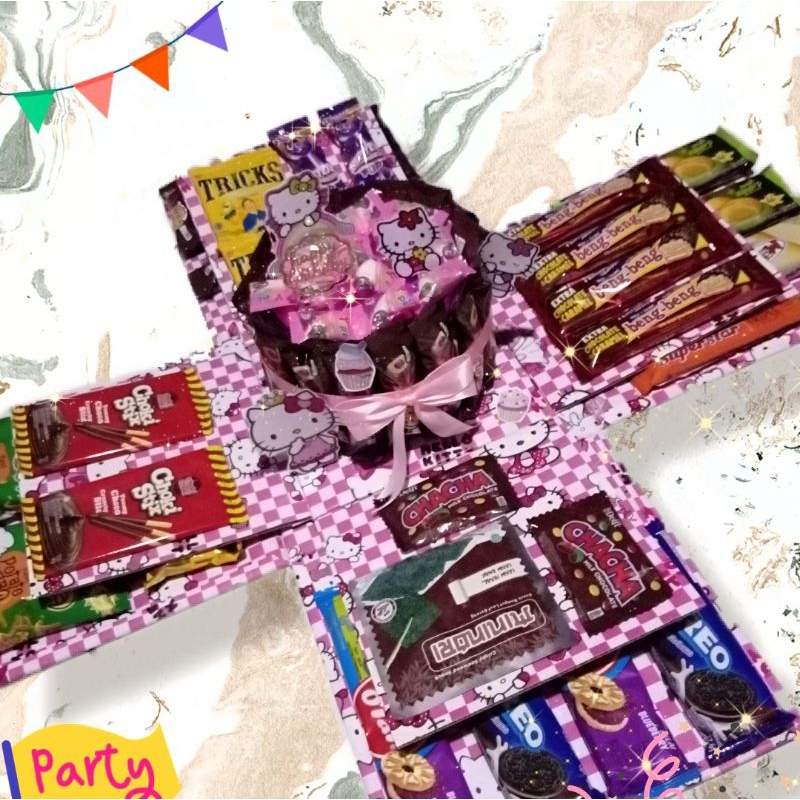 

Explosion box (2 layer) plus Snack tower/kotak kejutan/box snack