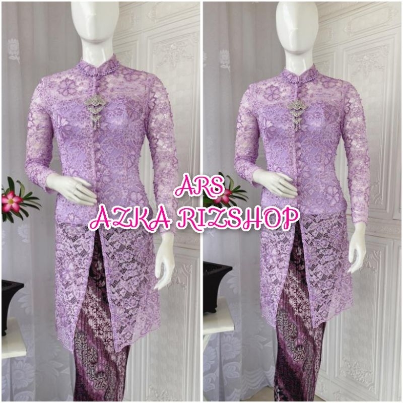 atasan kebaya brukat tunik lilac free longtorso